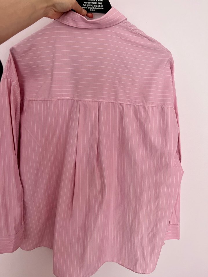 Pembe Çizgili Uzun Kollu  Gömlek - Görsel 5