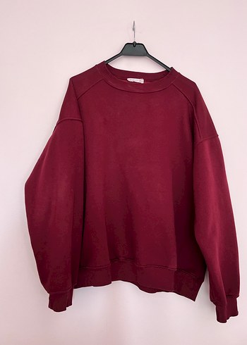Bordo Kadın Sweatshirt Uzun Kollu Salaş Kesim - Görsel 3