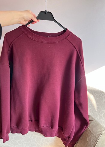Bordo Kadın Sweatshirt Uzun Kollu Salaş Kesim - Görsel 6