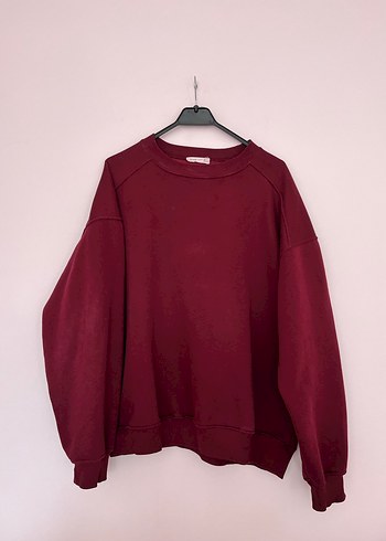 Bordo Kadın Sweatshirt Uzun Kollu Salaş Kesim - Görsel 5