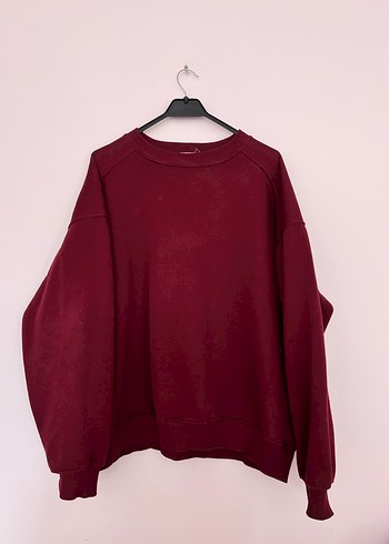 Bordo Kadın Sweatshirt Uzun Kollu Salaş Kesim - Görsel 2