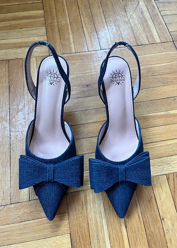 Mavi Denim Fiyonklu Stiletto Topuklu Ayakkabı - Görsel 4