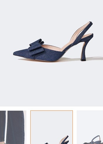 Mavi Denim Fiyonklu Stiletto Topuklu Ayakkabı - Görsel 12