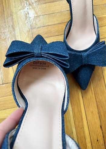 Mavi Denim Fiyonklu Stiletto Topuklu Ayakkabı - Görsel 5
