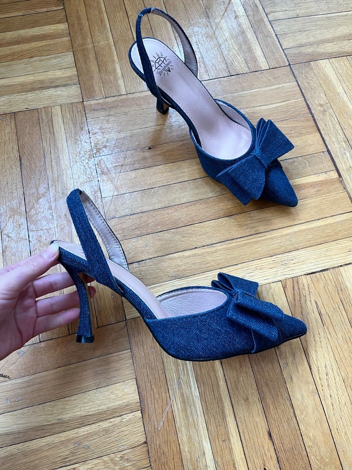 Mavi Denim Fiyonklu Stiletto Topuklu Ayakkabı - Görsel 3