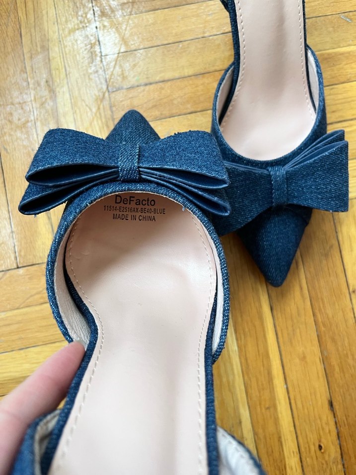 Mavi Denim Fiyonklu Stiletto Topuklu Ayakkabı - Görsel 5