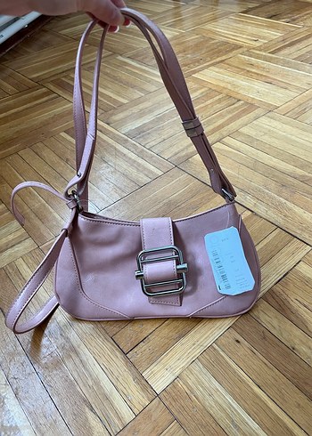 Pembe Deri Tokalı Kadın Omuz Çantası - Görsel 4