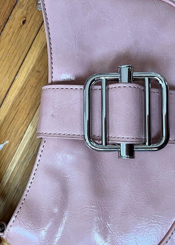 Pembe Deri Tokalı Kadın Omuz Çantası - Görsel 7