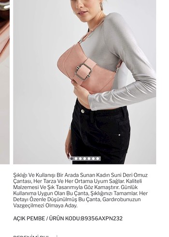 Pembe Deri Tokalı Kadın Omuz Çantası - Görsel 13