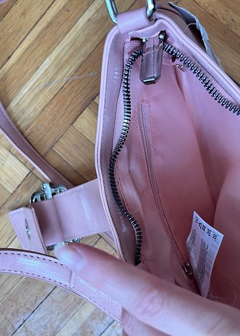 Pembe Deri Tokalı Kadın Omuz Çantası - Görsel 10