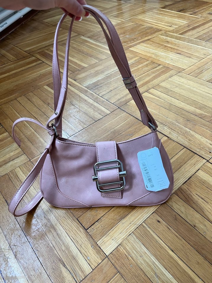 Pembe Deri Tokalı Kadın Omuz Çantası - Görsel 4