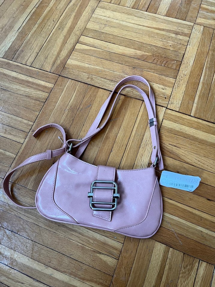 Pembe Deri Tokalı Kadın Omuz Çantası - Görsel 3