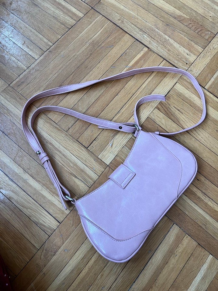 Pembe Deri Tokalı Kadın Omuz Çantası - Görsel 5