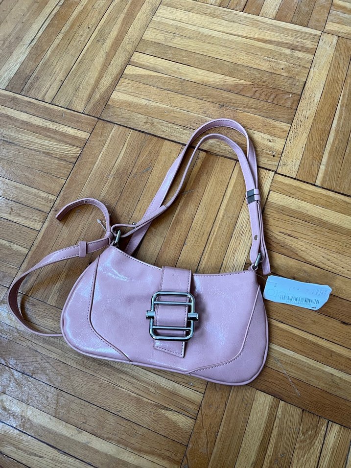 Pembe Deri Tokalı Kadın Omuz Çantası - Görsel 2