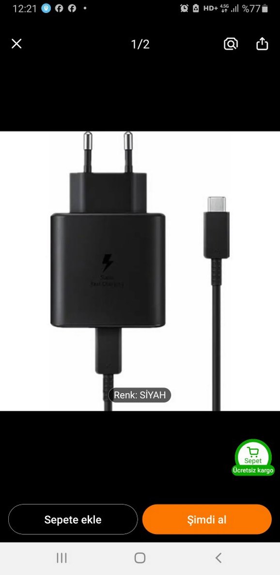 45W Hızlı Şarj Cihazı + 2 Metre Kablo Siyah aciklamayi okuyunuz - Görsel 4