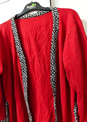 Kırmızı Midi Boylu Uzun Kollu Kadın Sabahlık - Görsel 4