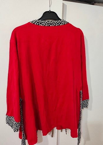 Kırmızı Midi Boylu Uzun Kollu Kadın Sabahlık - Görsel 6