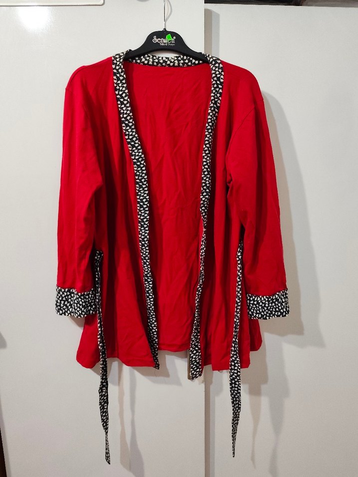 Kırmızı Midi Boylu Uzun Kollu Kadın Sabahlık - Görsel 3