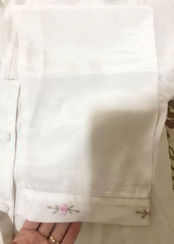 Nakışlı Beyaz Kadın Pijama Takımı - Görsel 6