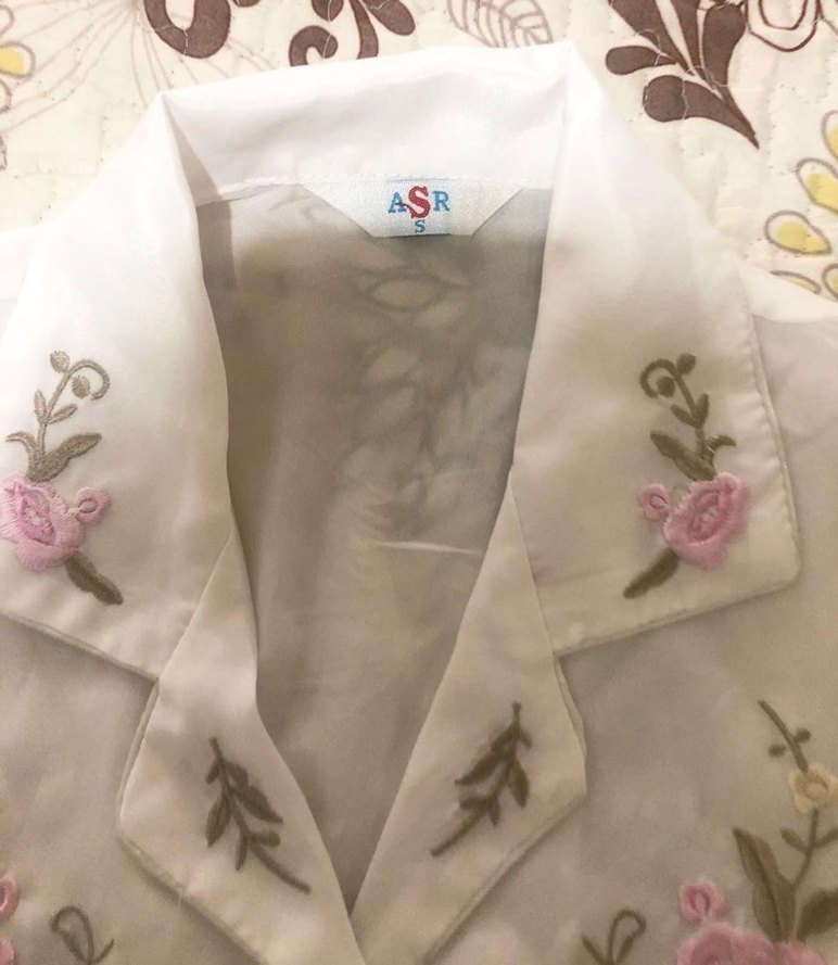 Nakışlı Beyaz Kadın Pijama Takımı - Görsel 4