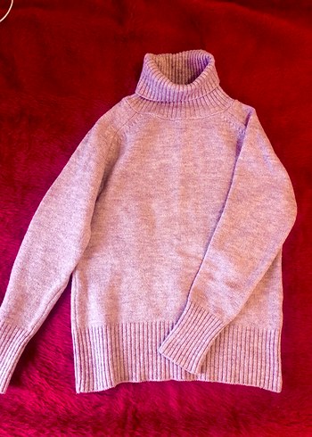 Pembe Boğazlı Triko Kadın Kazak - Görsel 2