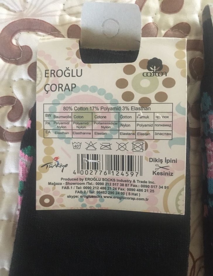 Çiçek Desenli Çorap 4lü - Görsel 3