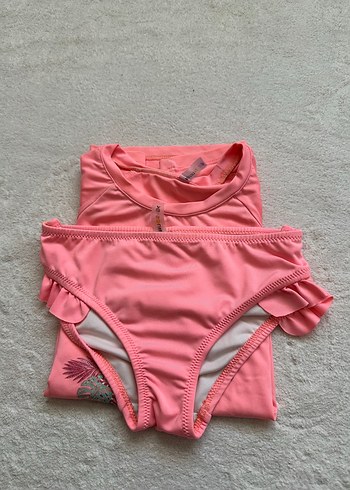 8 Yaş Beden Pembe Baskılı Kız Çocuk Bikini Takımı