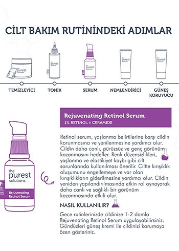  Beden The Purest Solutions %1 Retinol + Seramid Anti-Aging Serumu