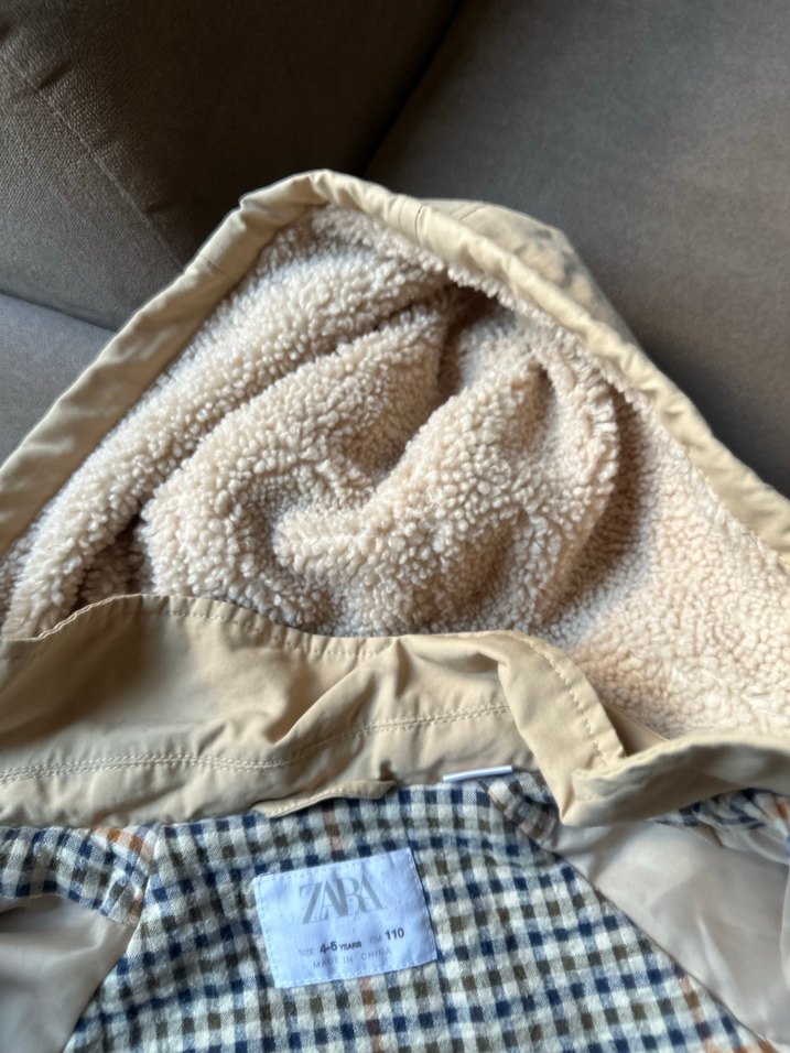 Kapüşonlu Bej kız erkek Çocuk Kaban - Görsel 3