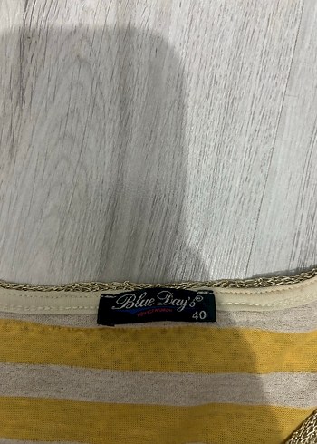 Sarı Desenli Örgü Kadın Tişört - Görsel 3