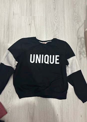 Siyah beyaz Kız Sweatshirt - UNIQUE Baskılı