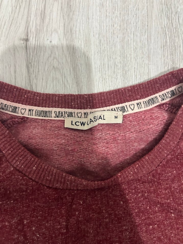 Bordo Kadın Yün Sweatshirt, Uzun Kollu, Salaş - Görsel 2