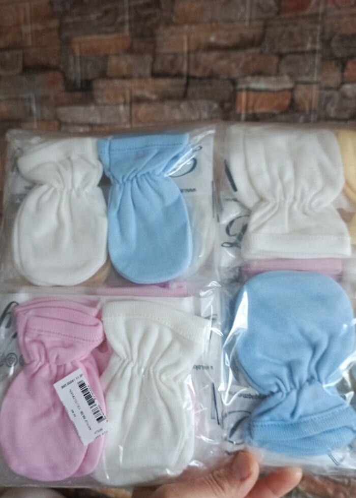 Yeni doğan eldiveni pamuklu  3 çiftin fiyatıdır - Görsel 2