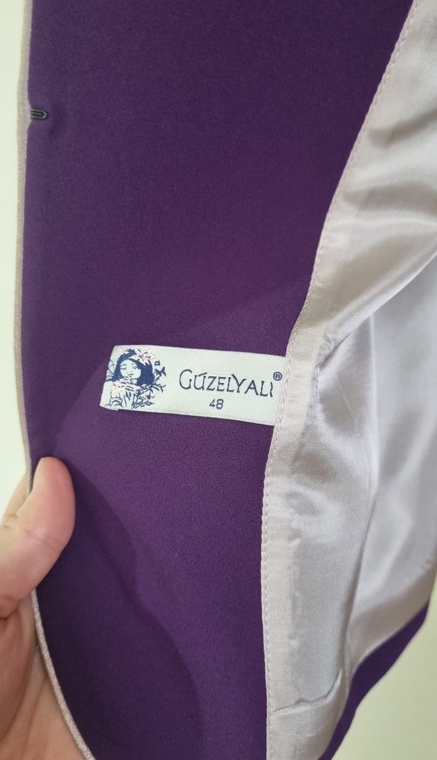 Mor Uzun Kolsuz Ofis Elbisesi - Görsel 2