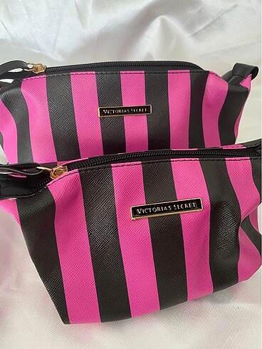Beden pembe Renk victoria secret ikili makyaj çantası