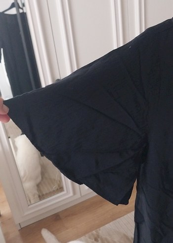 Drapeli Siyah Midi Hamile Tunik - Görsel 3