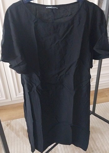 Drapeli Siyah Midi Hamile Tunik - Görsel 4