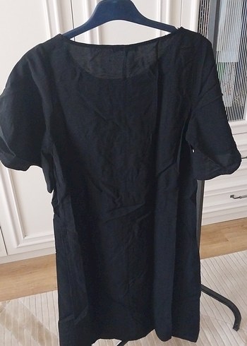 Drapeli Siyah Midi Hamile Tunik - Görsel 5