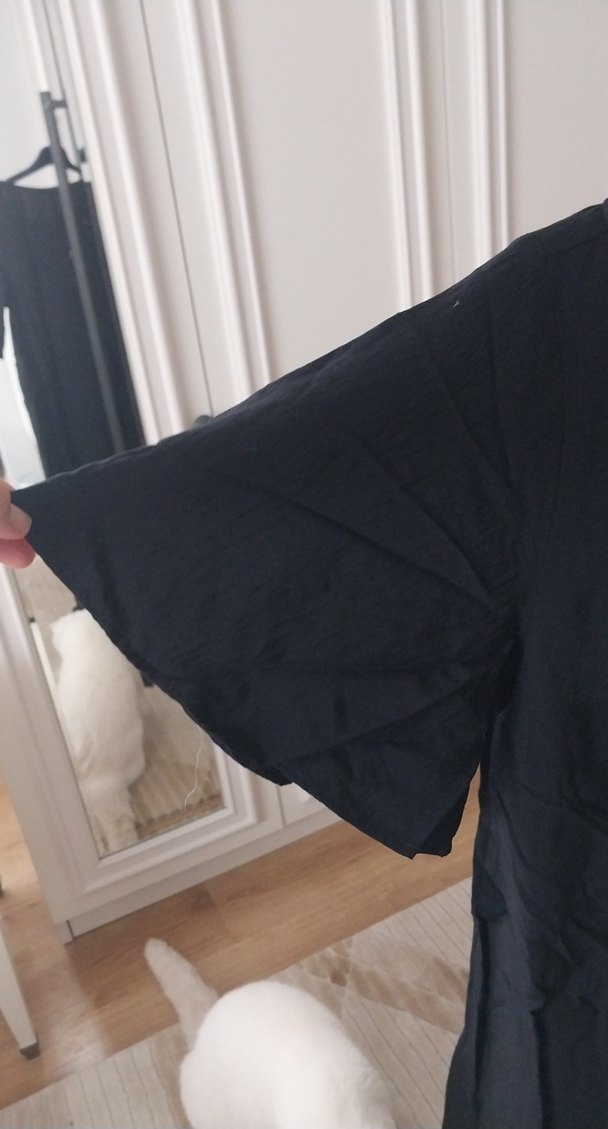 Drapeli Siyah Midi Hamile Tunik - Görsel 3