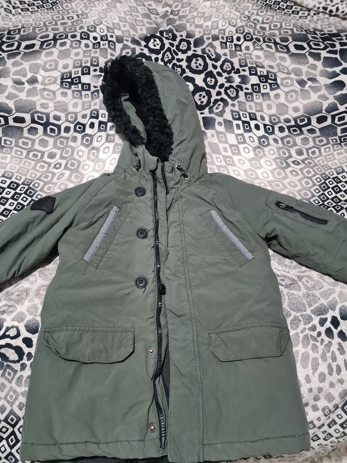 Kürk Detaylı Gri Erkek Çocuk Kaban - Görsel 2