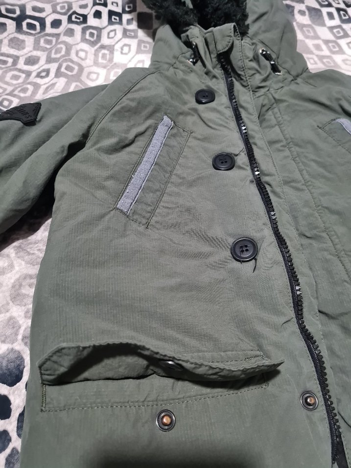 Kürk Detaylı Gri Erkek Çocuk Kaban - Görsel 3