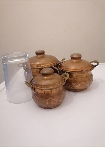 Parlak kahverengi bakır tencere seti - Görsel 5
