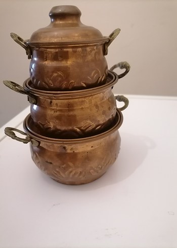 Parlak kahverengi bakır tencere seti - Görsel 2