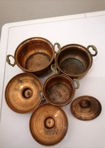 Parlak kahverengi bakır tencere seti - Görsel 3