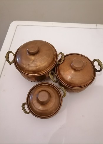 Parlak kahverengi bakır tencere seti - Görsel 4
