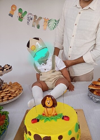 12-18 Ay Beden camel Renk Erkek bebek safari konsept salopet 1 yas dogum gunu kostum kiyaf