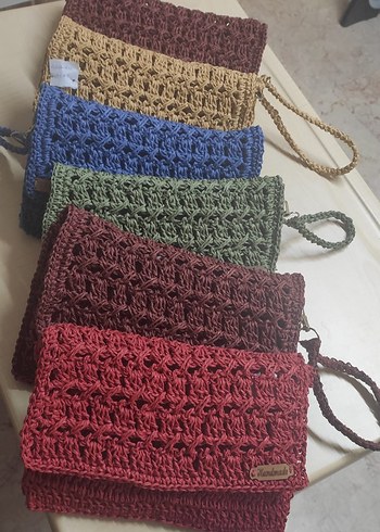 Renkli Örgü Kadın Portföy Çanta - Görsel 9