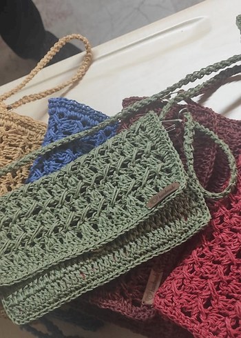 Renkli Örgü Kadın Portföy Çanta - Görsel 8