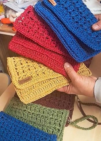 Renkli Örgü Kadın Portföy Çanta - Görsel 10