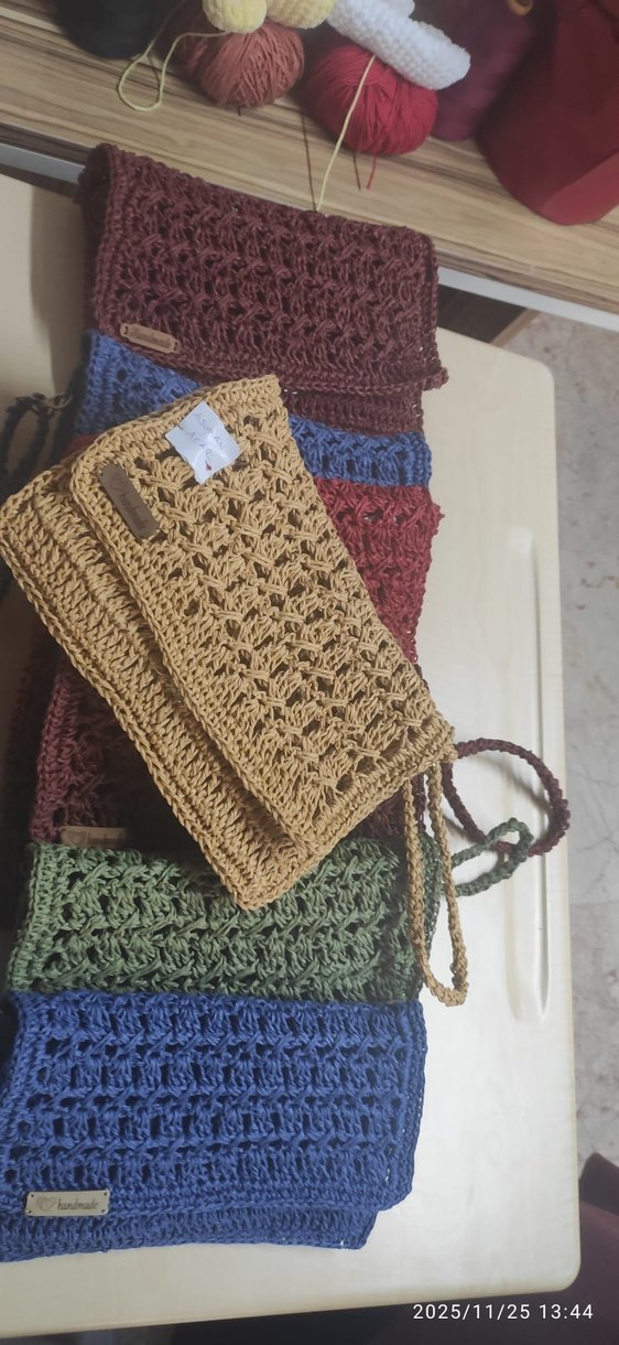 Renkli Örgü Kadın Portföy Çanta - Görsel 4